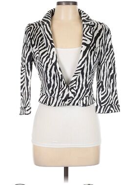Cropped Zebra-Print Blazer - Black & White